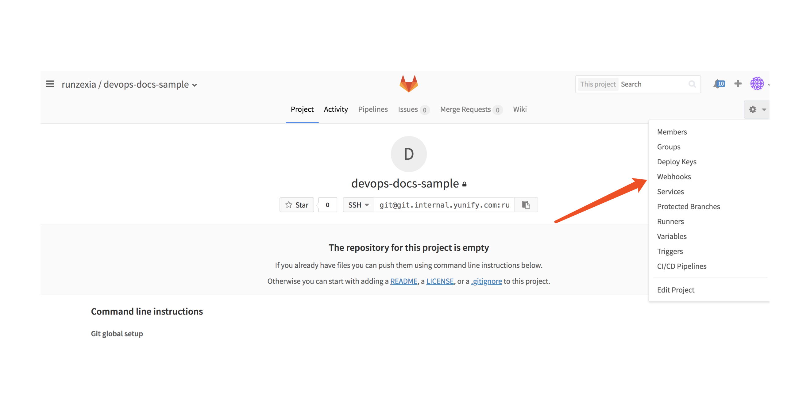 gitlab-webhook 设置