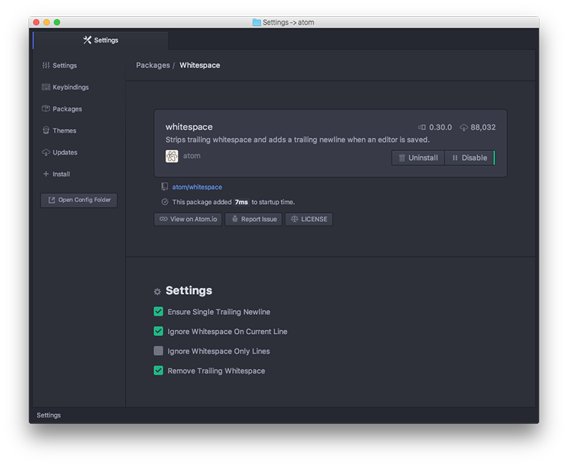 whitespace settings