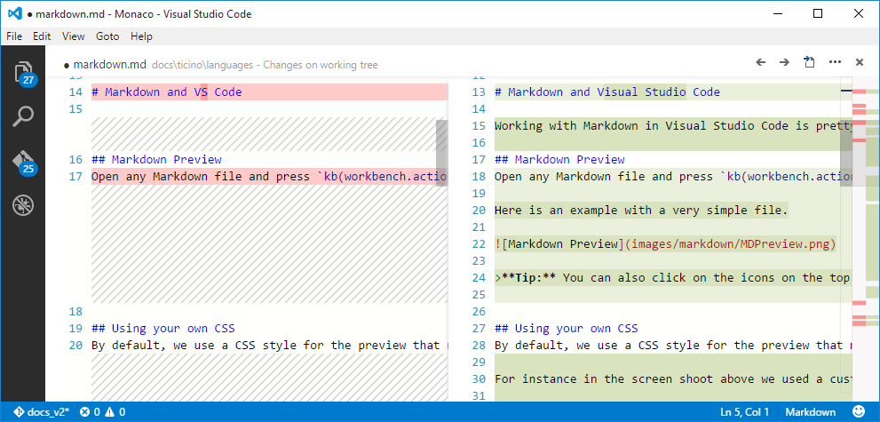 A File Diff in VS Code