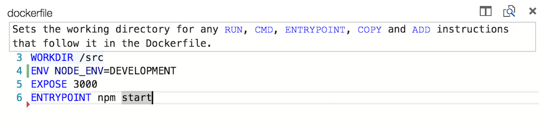 Dockerfile hover tooltip
