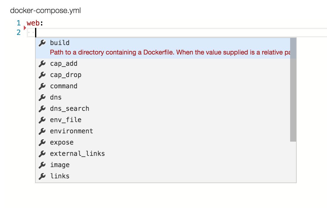 Docker Compose IntelliSense