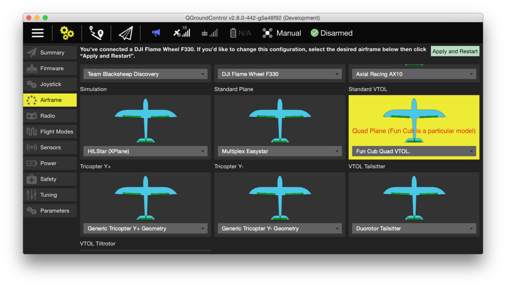 QGC - select firmware for standard VTOL