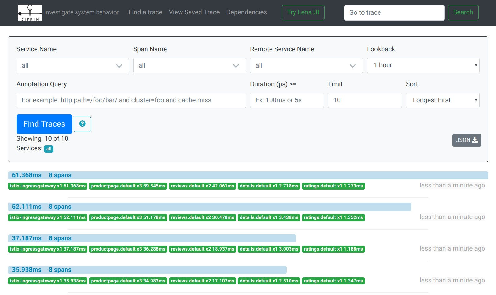 Tracing Dashboard